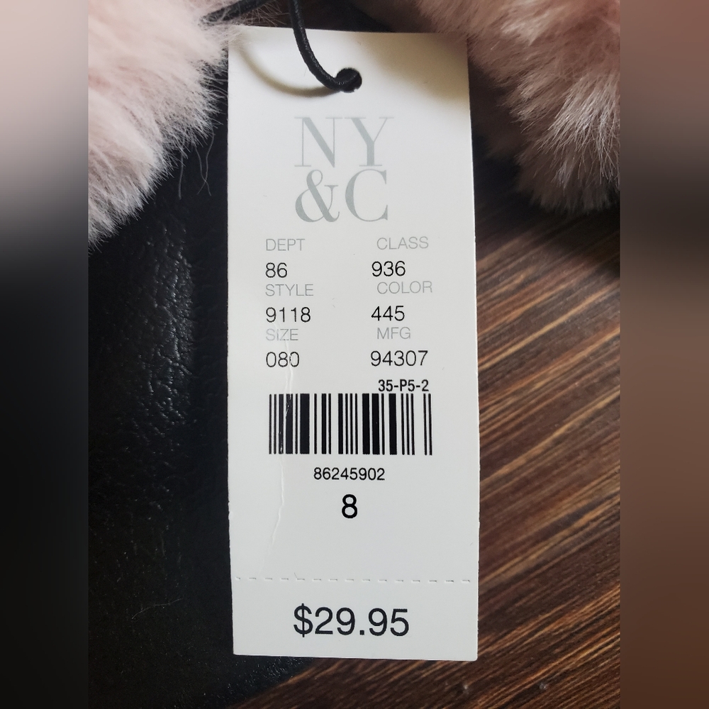 New York & Company NWT Pink Fuzzy Slides - Picture 3 of 3